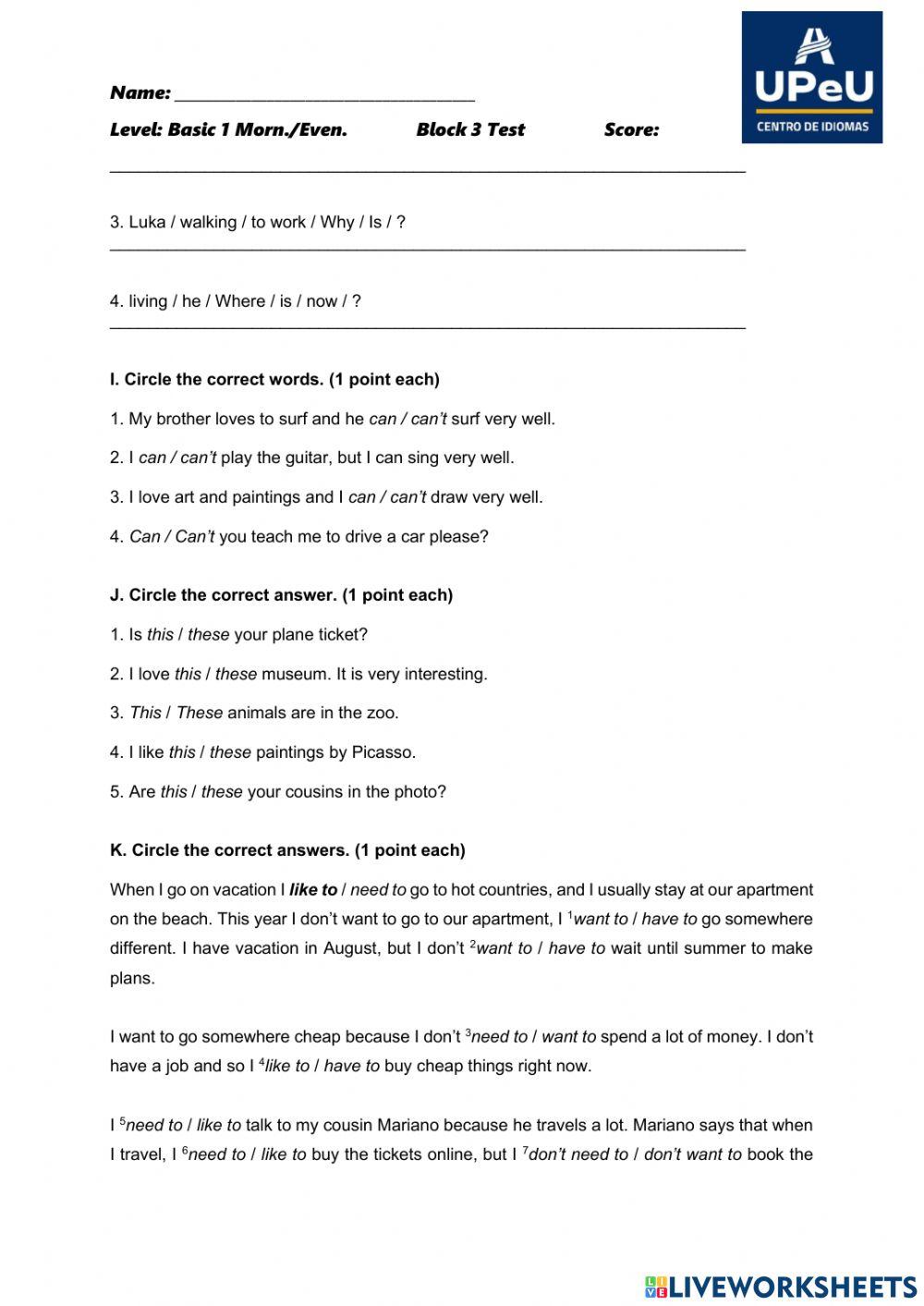 Evolve 1 Block 3 Test