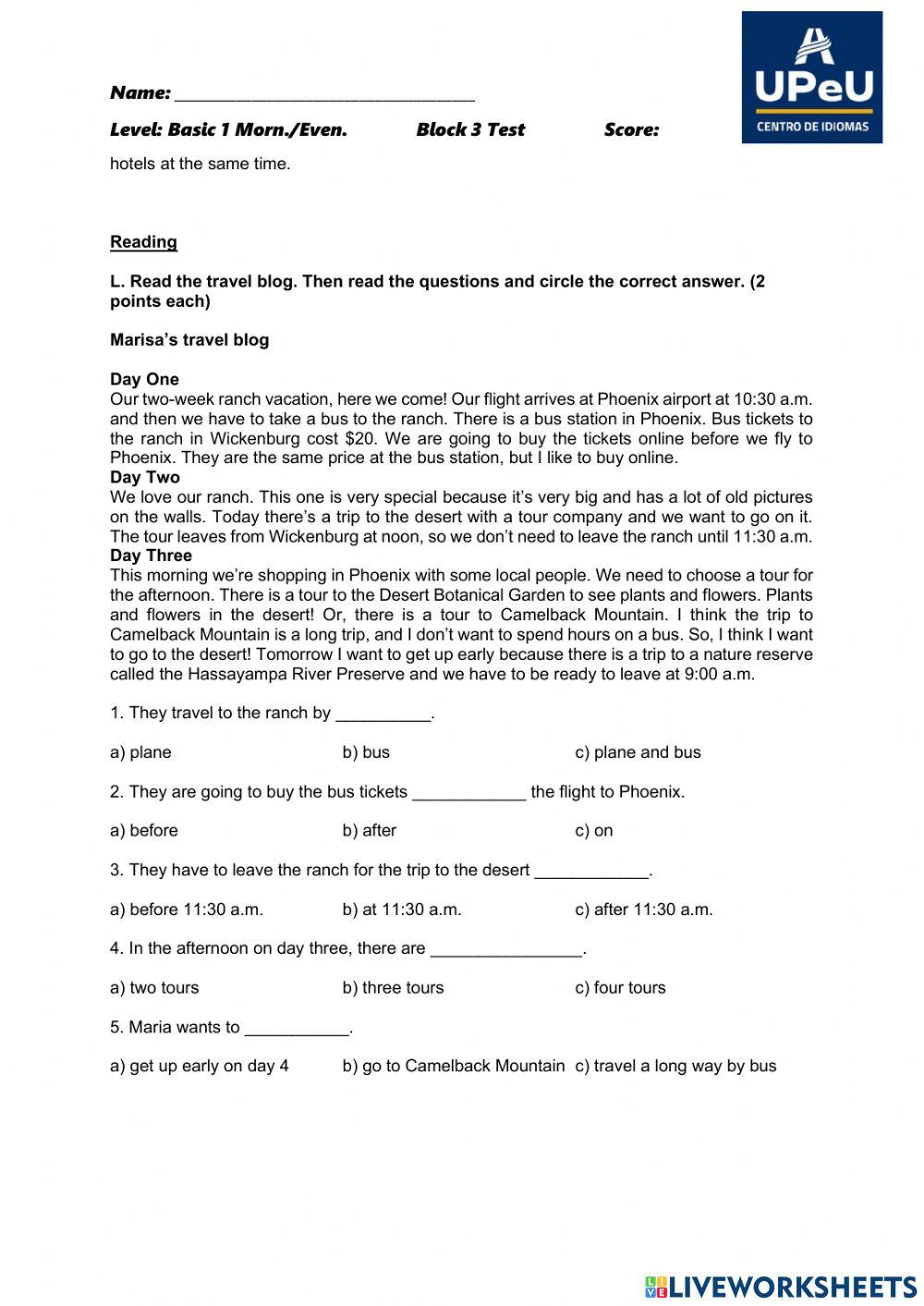 Evolve 1 Block 3 Test