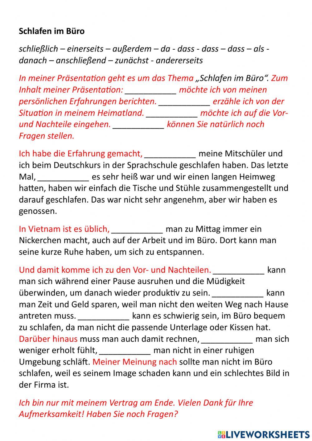 B1 PV - Schlafen im Büro