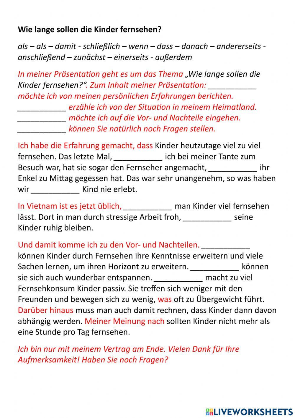 B1 PV - Wie lange sollen die Kinder fernsehen