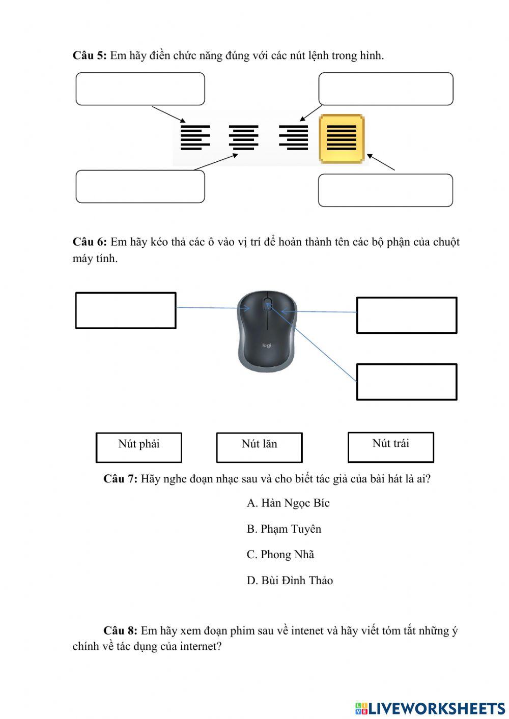 Bài tập tin học - Tạo bài kiểm tra