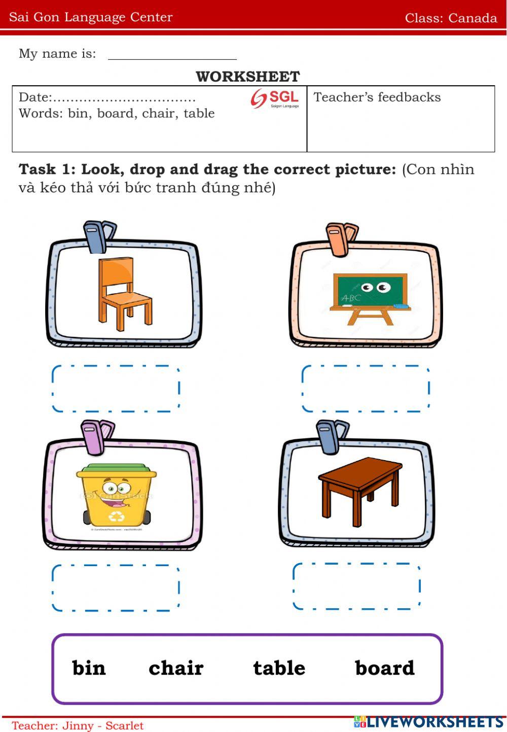 Canada bin, board, table, chair 23.06
