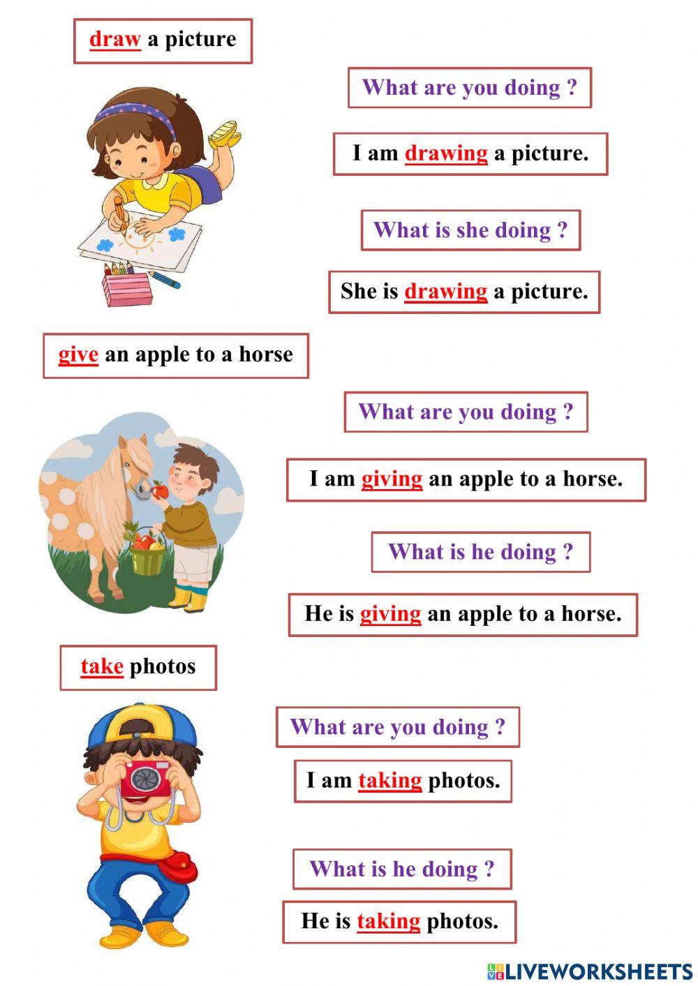 What are you doing - what is he doing - what is she doing