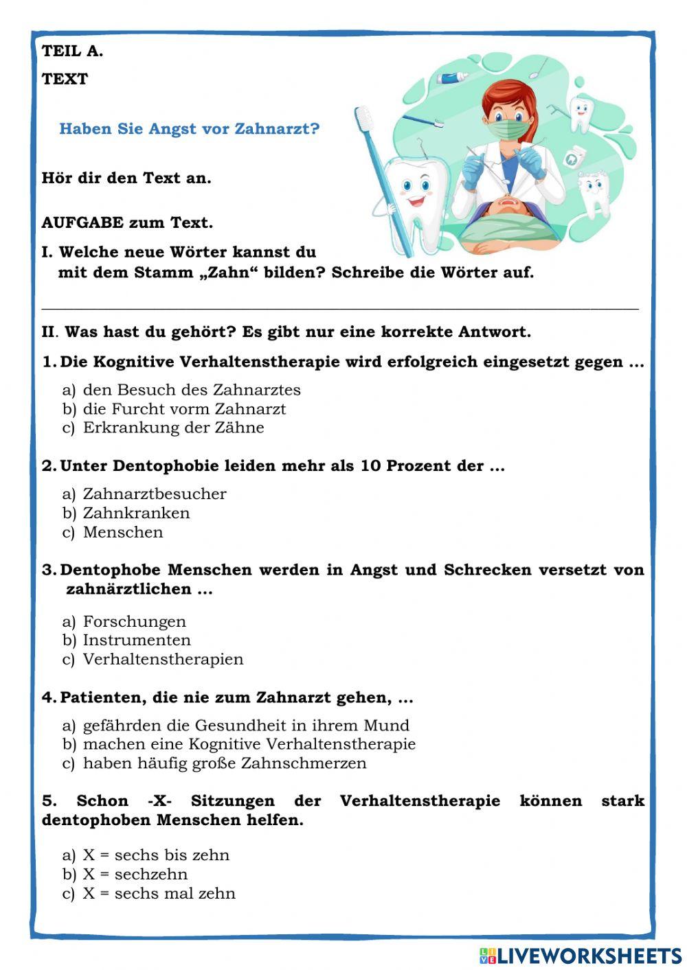 Haben Sie Angst vorm Zahnarzt?