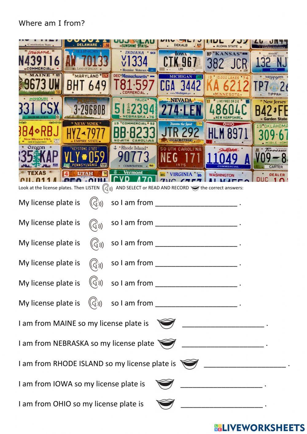Spelling license plates