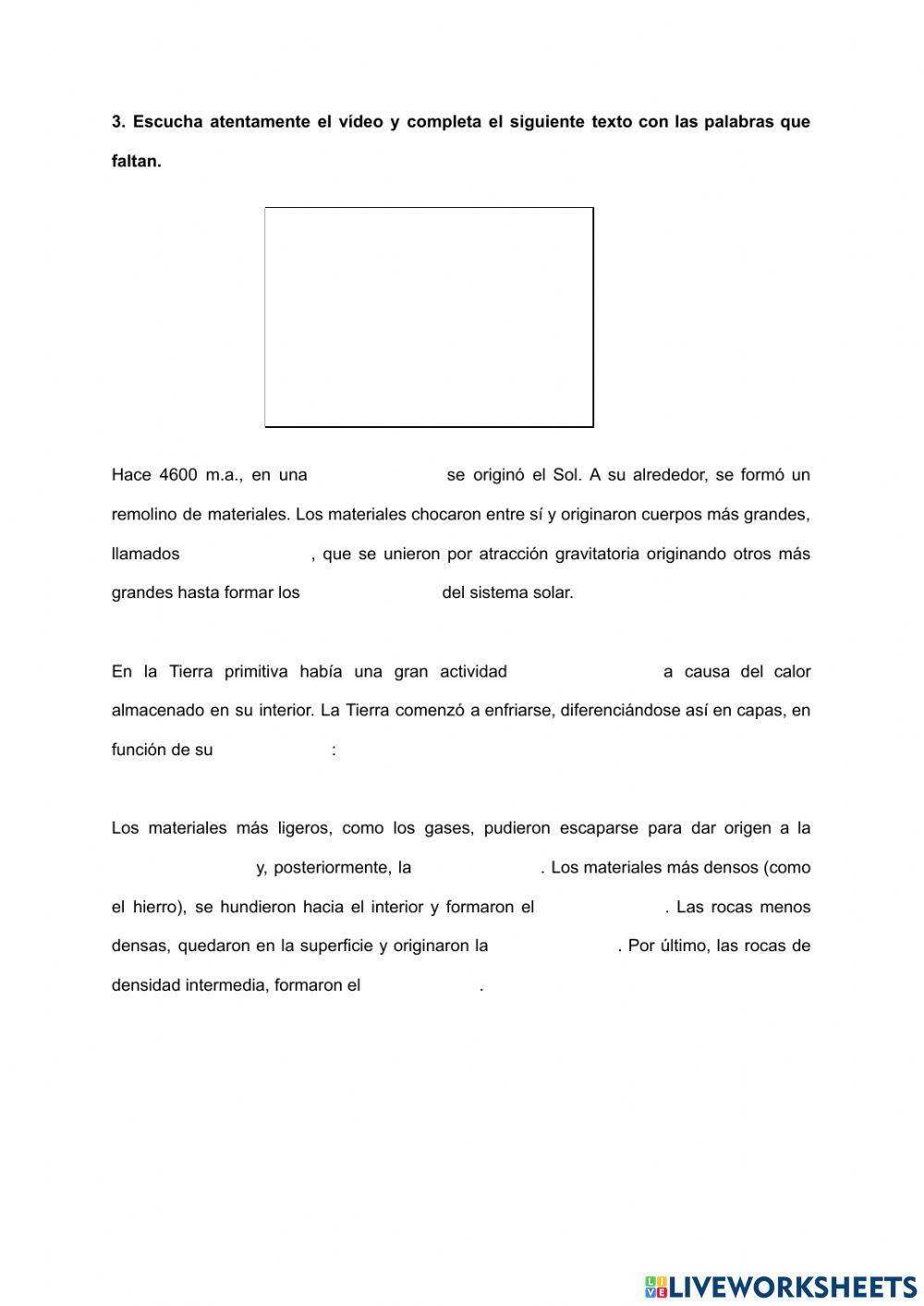 La Tierra y sus partes. Origen de la Tierra