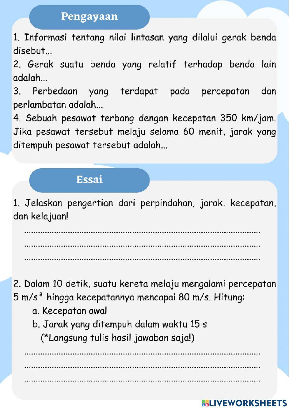 LKPD Konsep Gerak untuk SMP