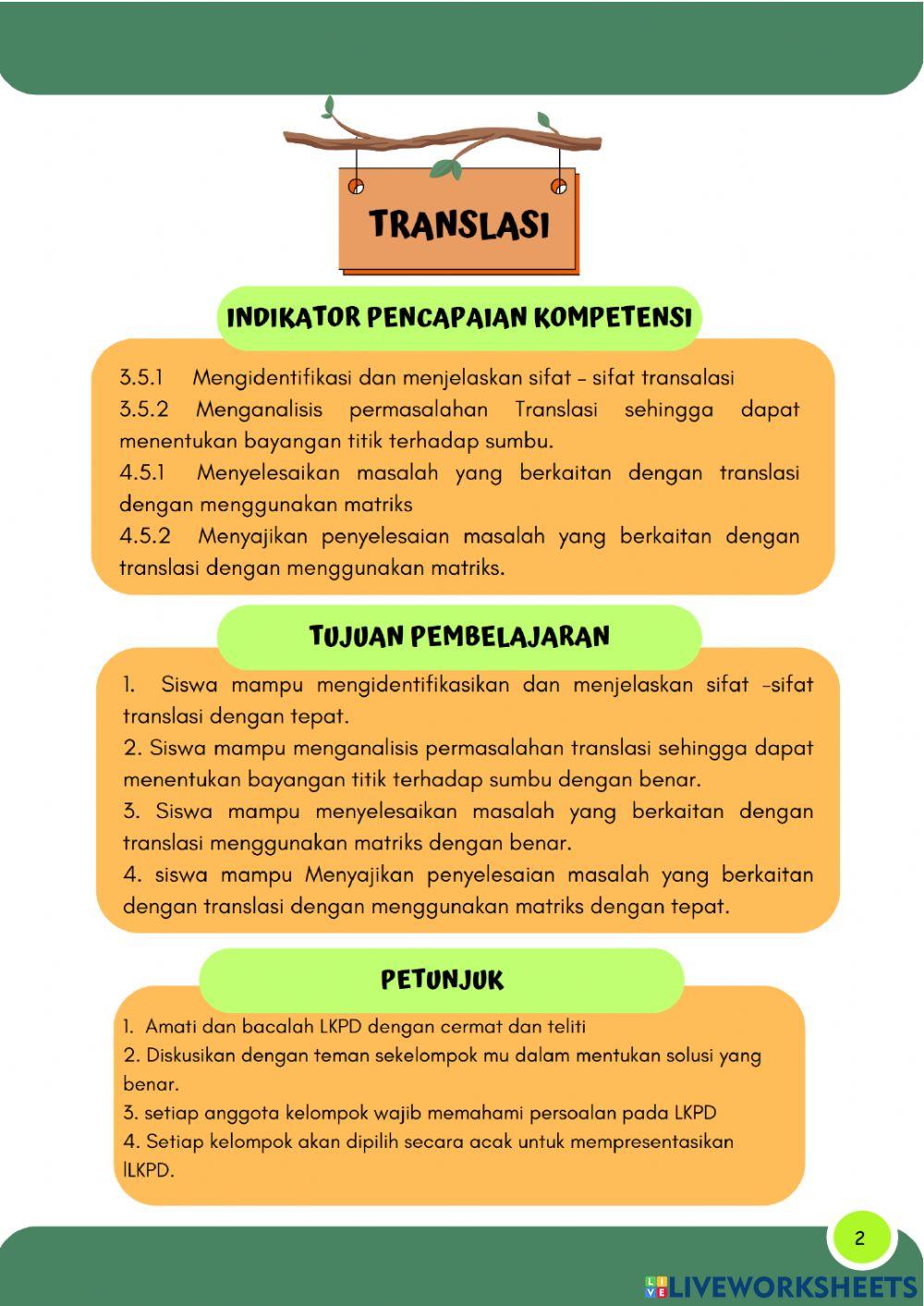 LKPD TRANSLASI Kelas XI