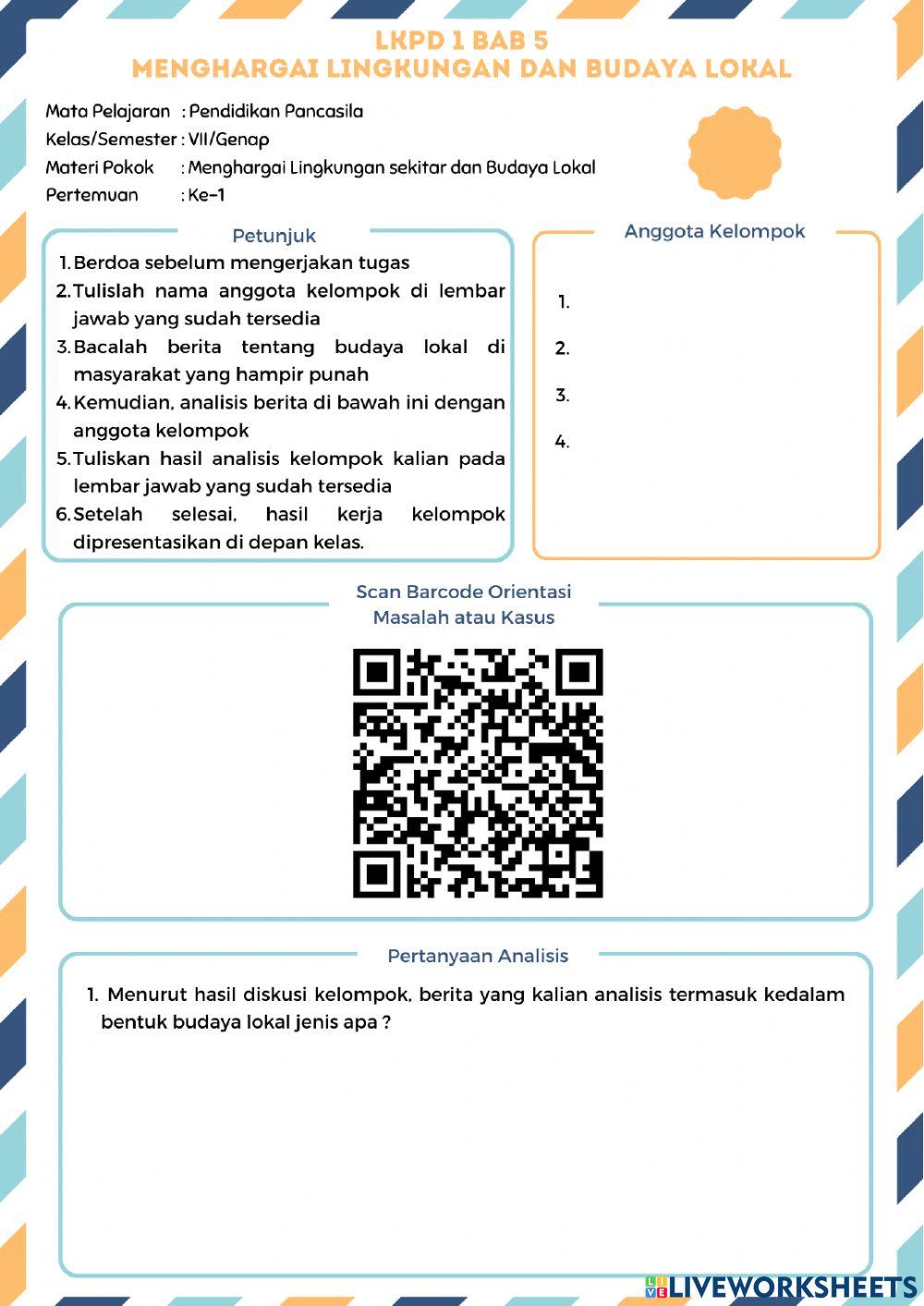 Lkpd kelas 7 menghargai lingkungan dan budaya lokal