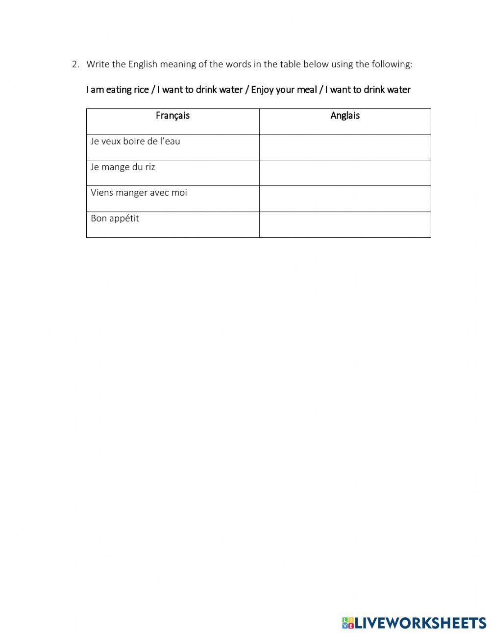 Year 1 live worksheet