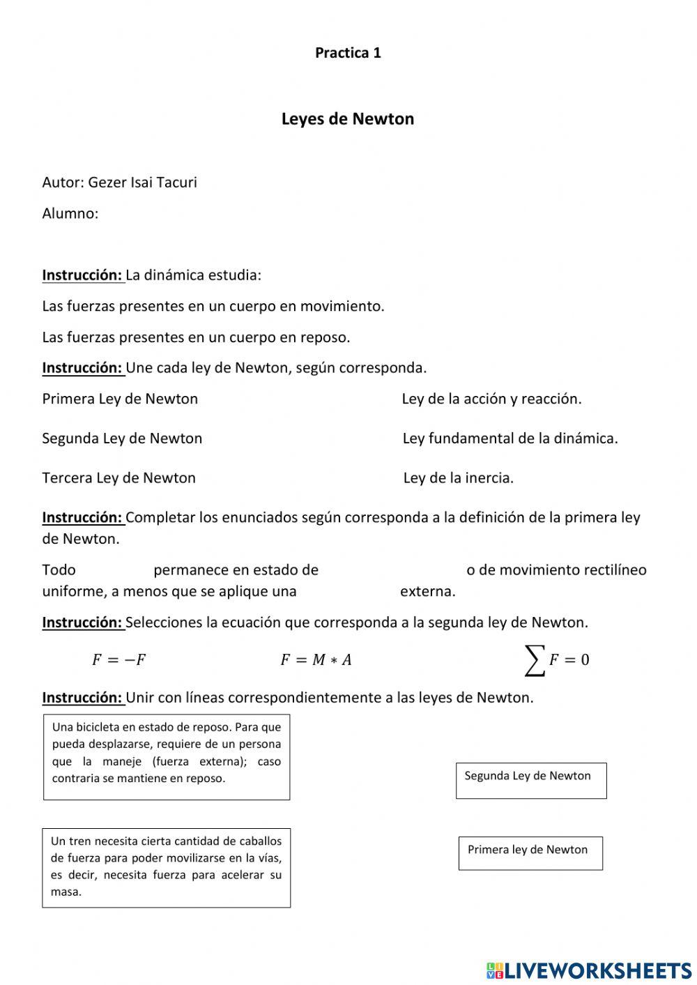 Primera y segunda Ley de Newton