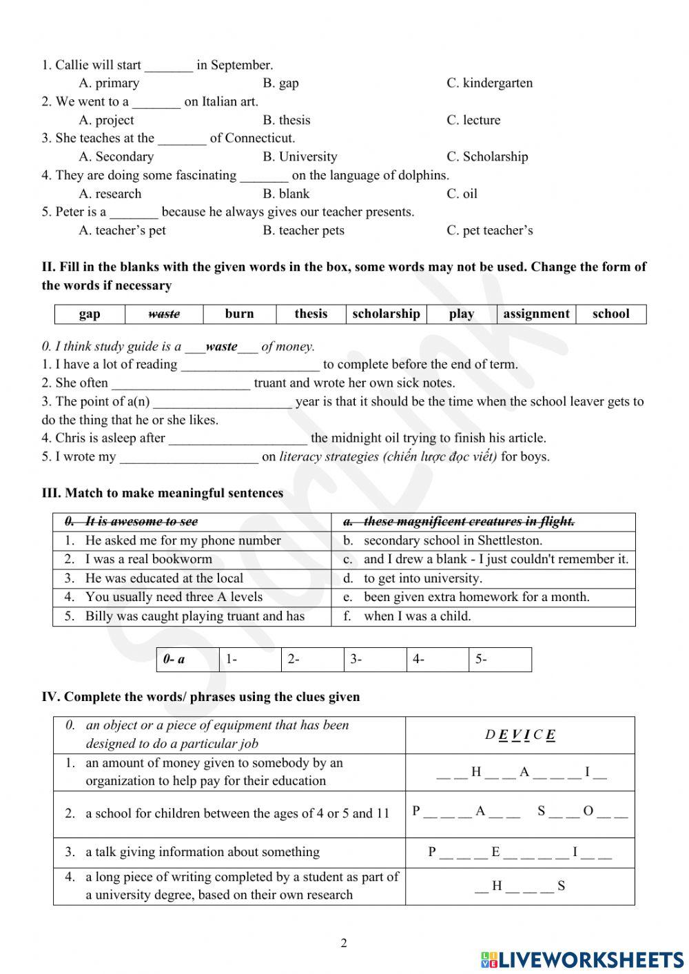 Viet Teacher-S6-WEEK 4-LESSON 4-VOCABULARY & FCE INSTRUCTION