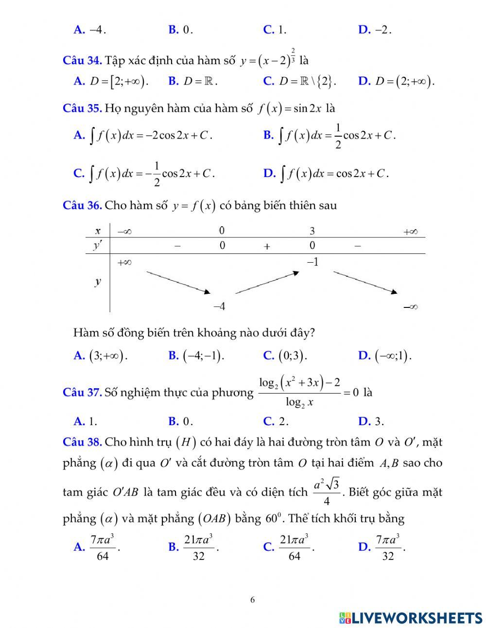 Đề 7 - On thi TN THPT 2023 - Toán