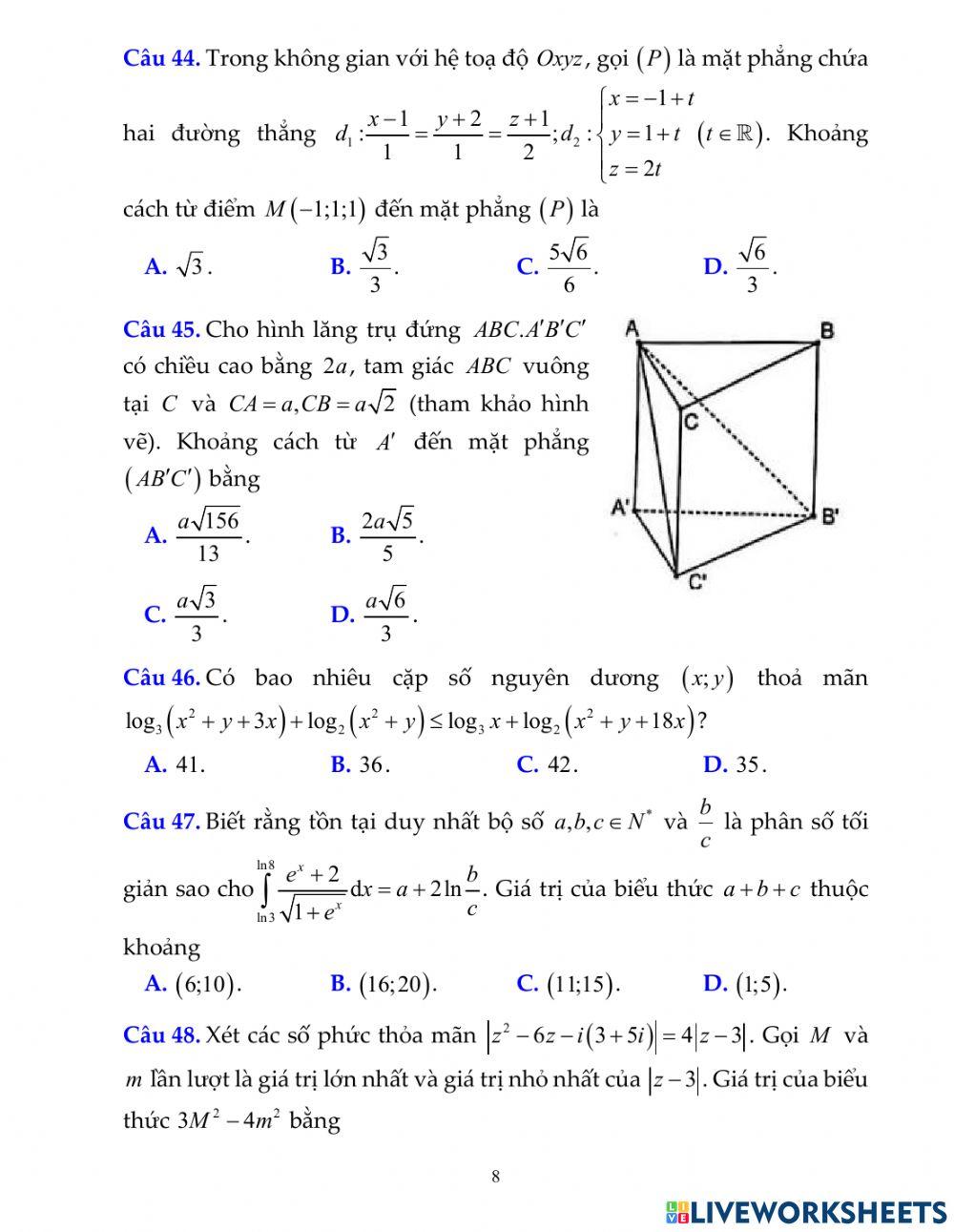 Đề 7 - On thi TN THPT 2023 - Toán