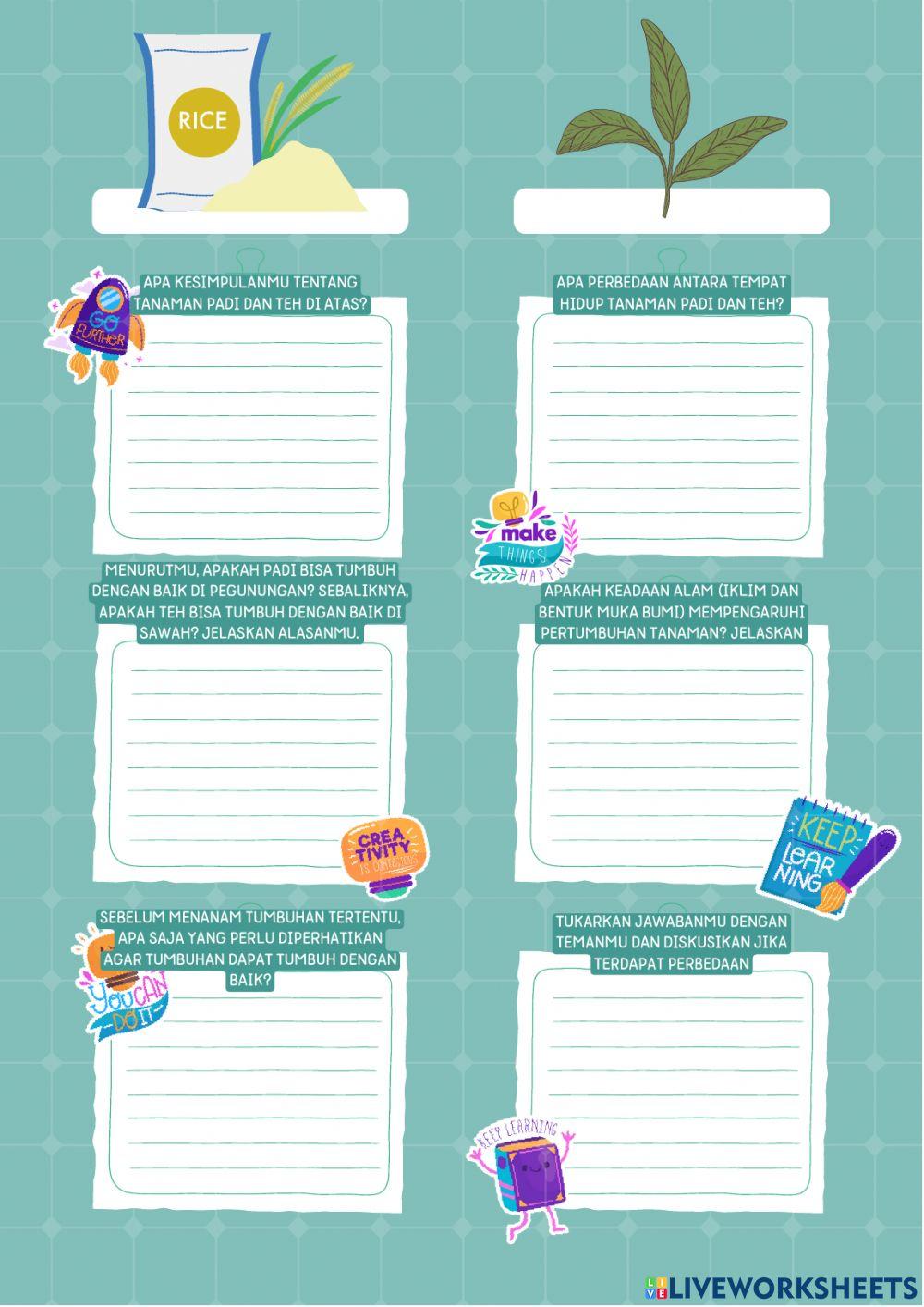 LKPD Hewan dan tumbuhan di lingkungan rumahku