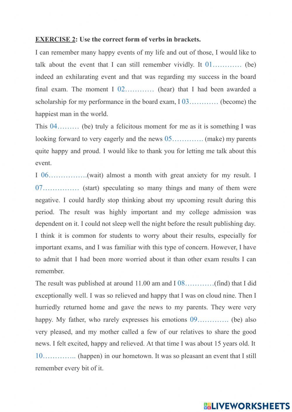 Bài tập về thì