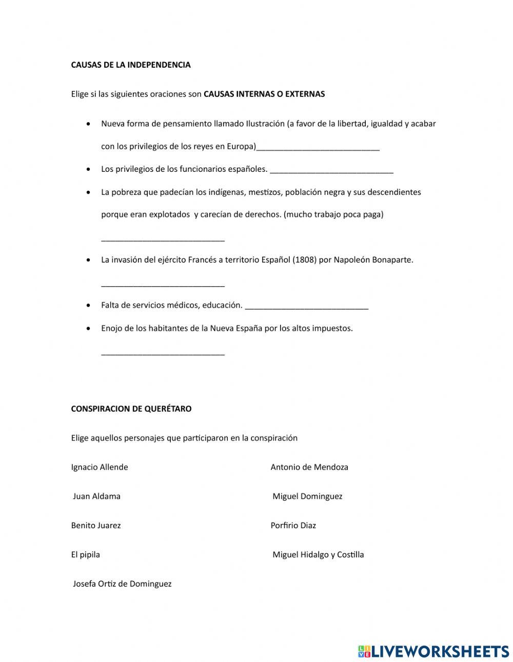 Causas de la independencia de mexico