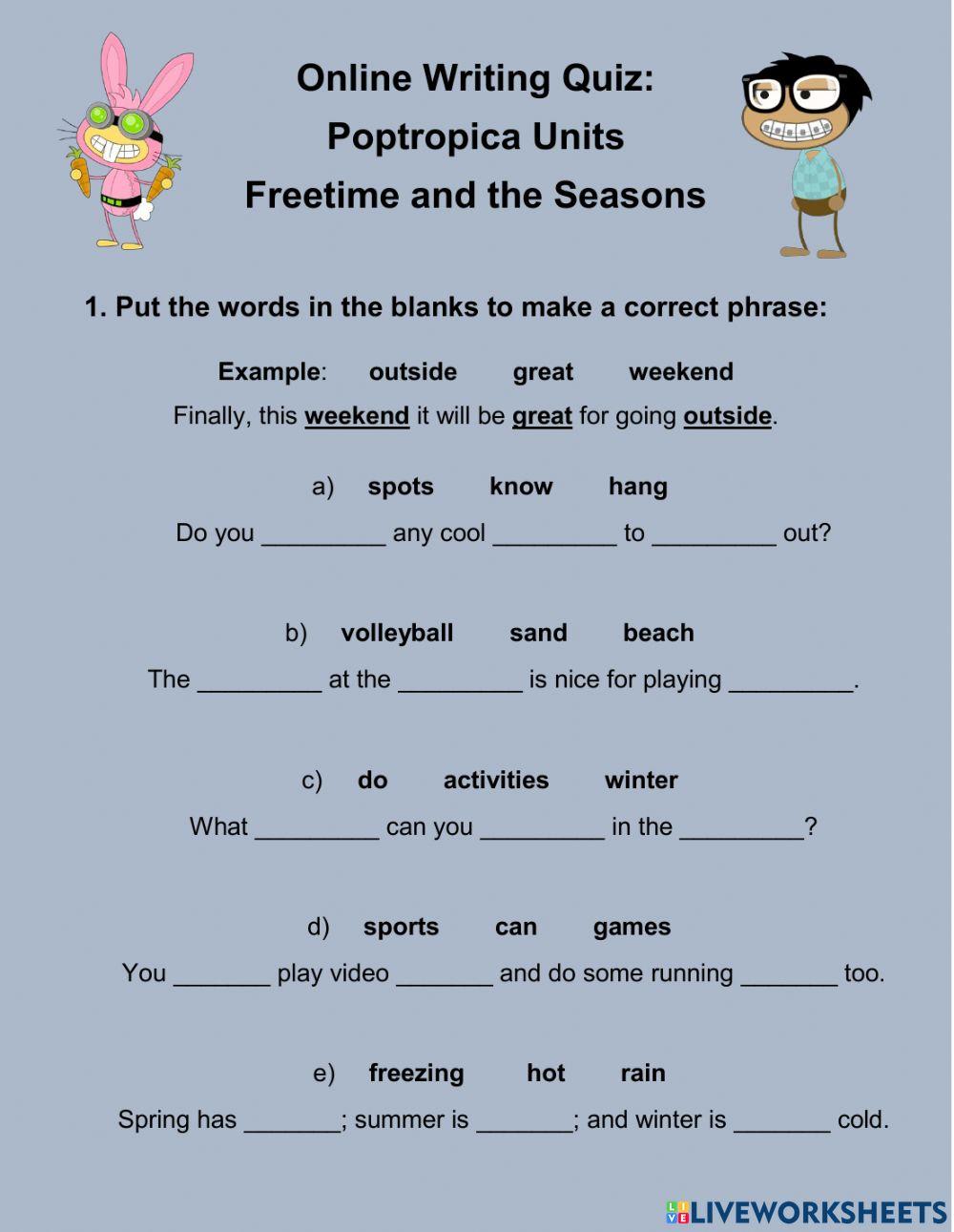 Grade 4: Writing Quiz 2