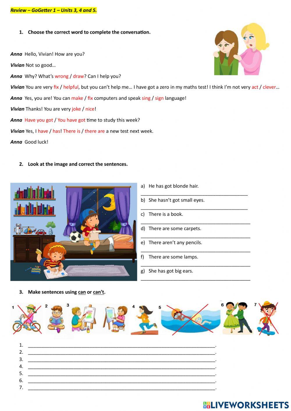 GoGetter 1 - Units 3, 4 and 5 Review