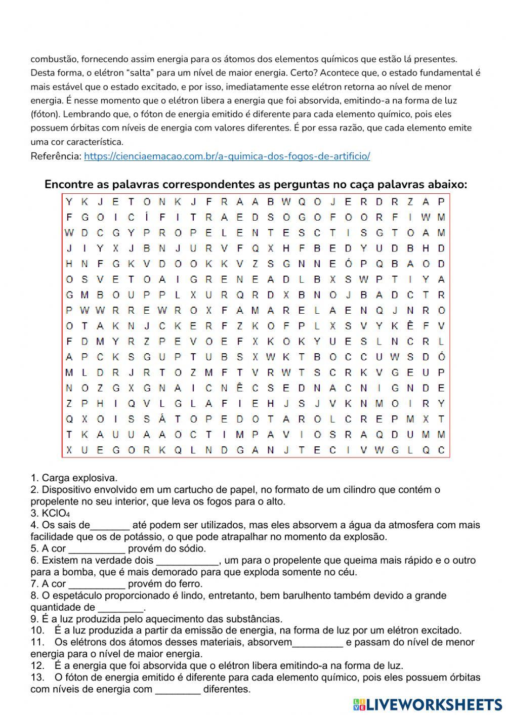 Composição dos fogos de Artifício