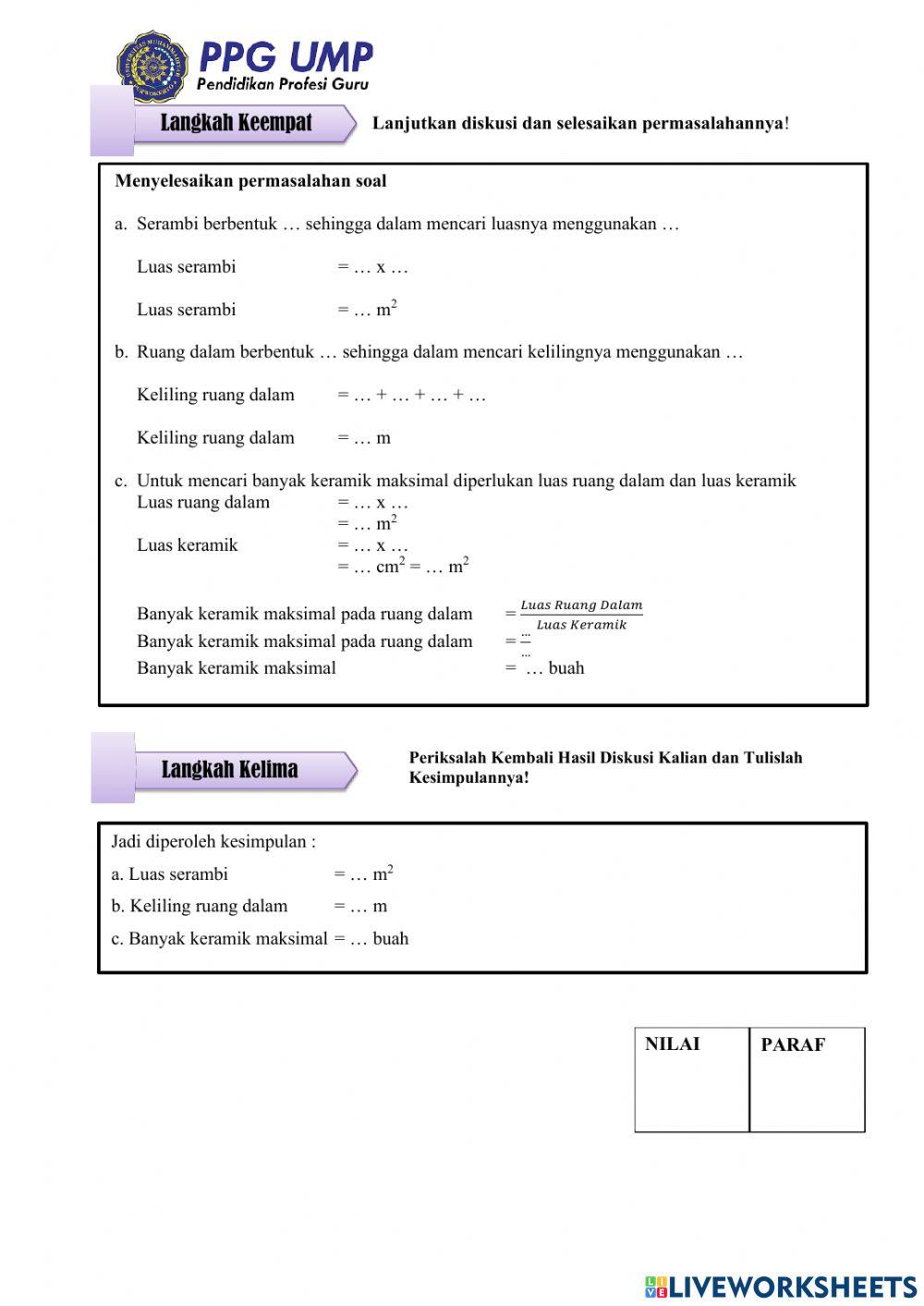 LKPD Sedang Materi Bangun Datar Persegi Persegi Panjang