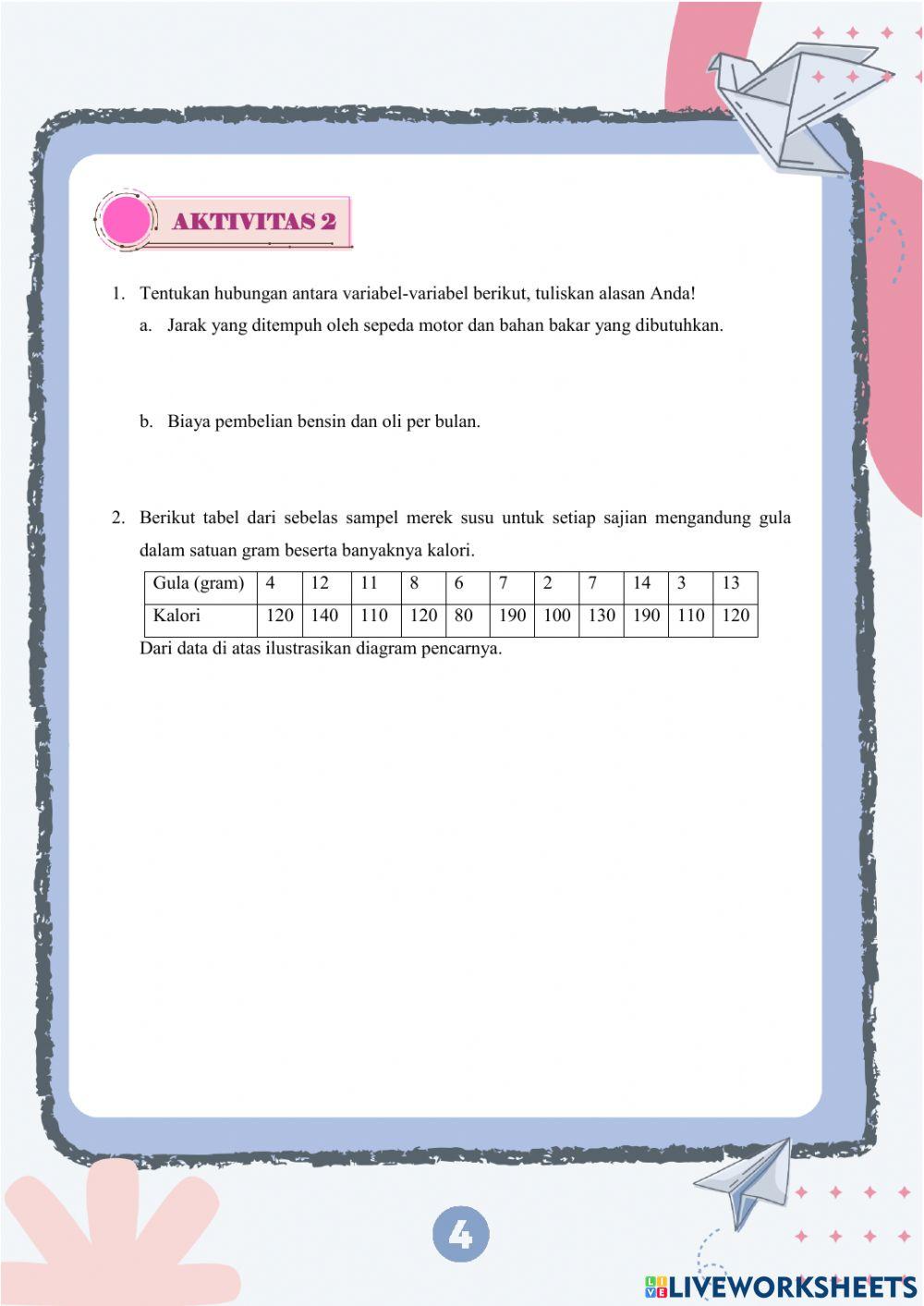 Diagram Pencar, Regresi Linear, Analisis Korelasi