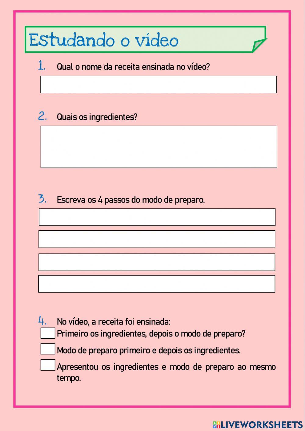 Receita cullinária em vídeo