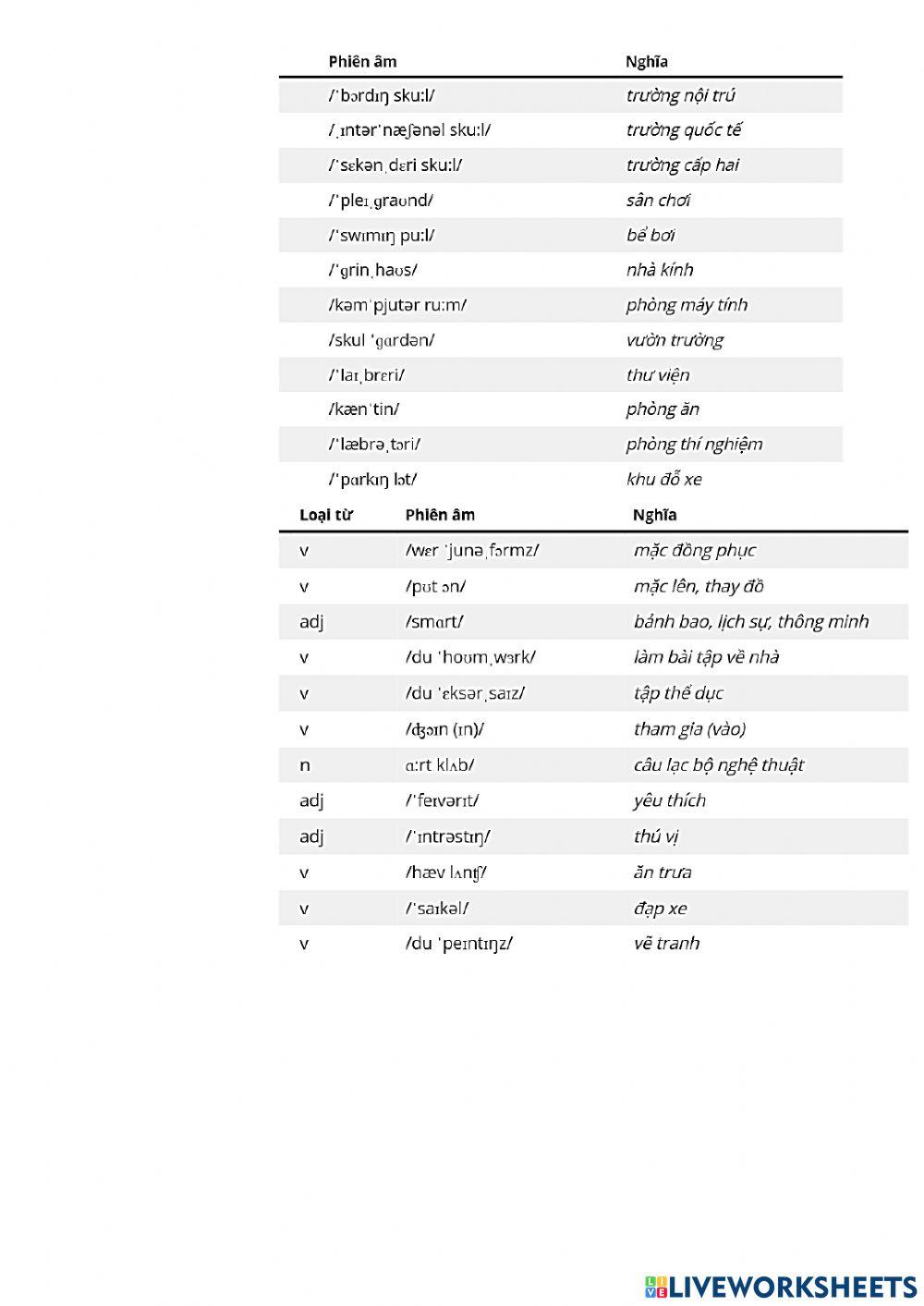 Unit 1 vocabulary global success 6