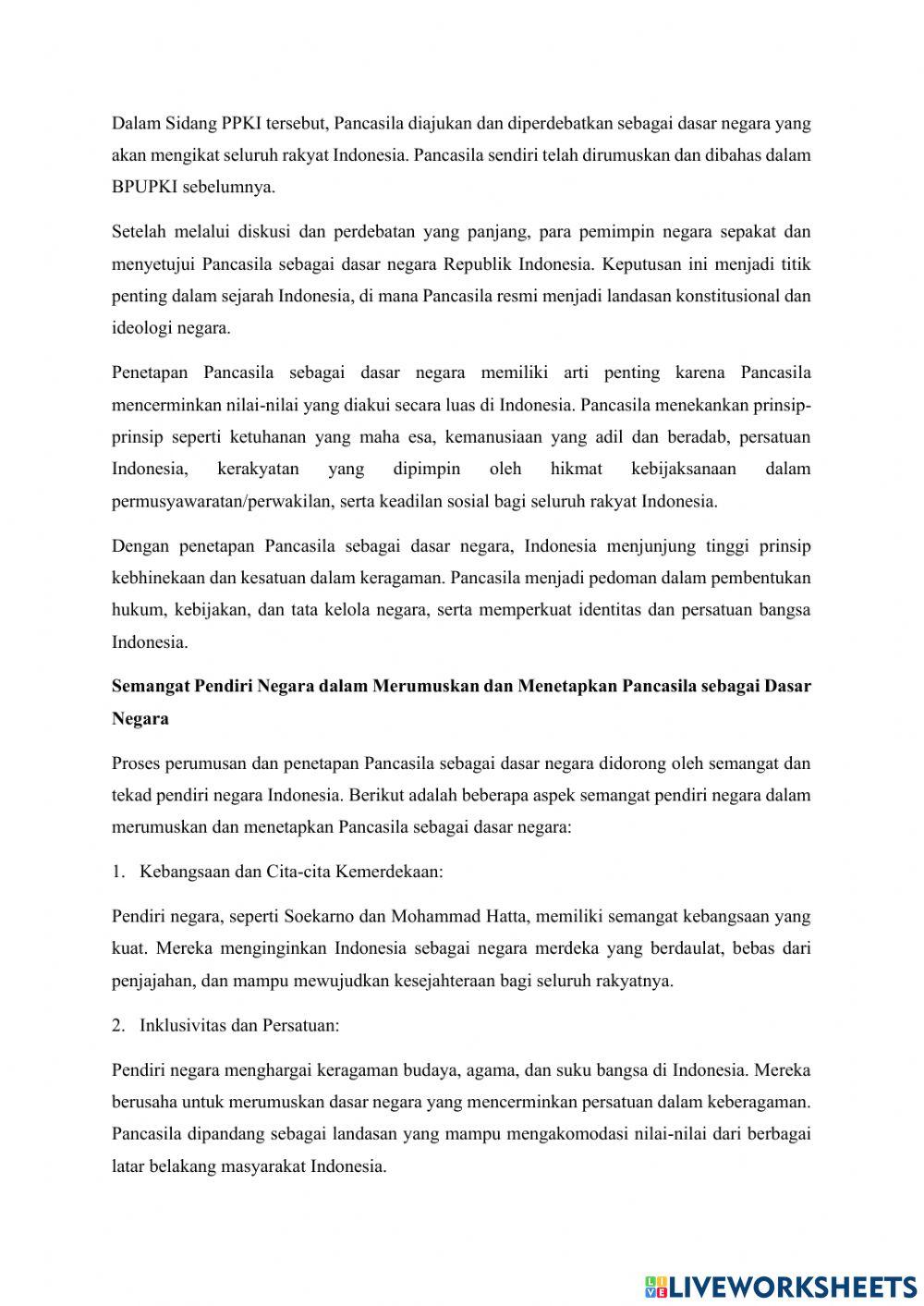 LKPD Proses Perumusan Pancasila sebagai Ideologi Negara