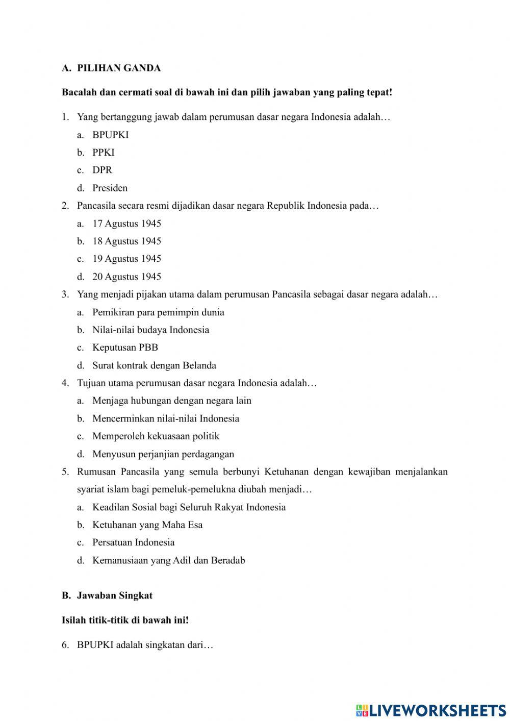 LKPD Proses Perumusan Pancasila sebagai Ideologi Negara