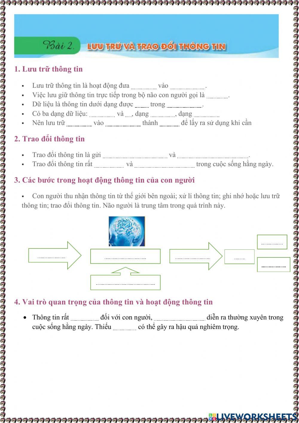 Tin hôc 6 - CD A Bài 2. Lưu trữ và trao đổi thông tin