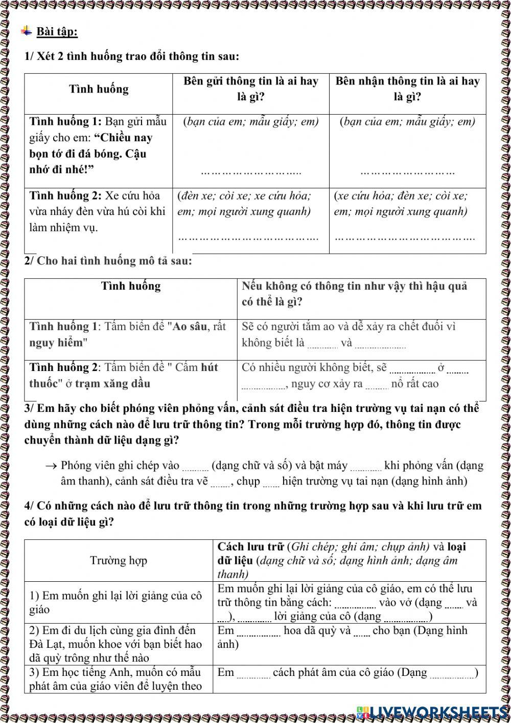 Tin hôc 6 - CD A Bài 2. Lưu trữ và trao đổi thông tin