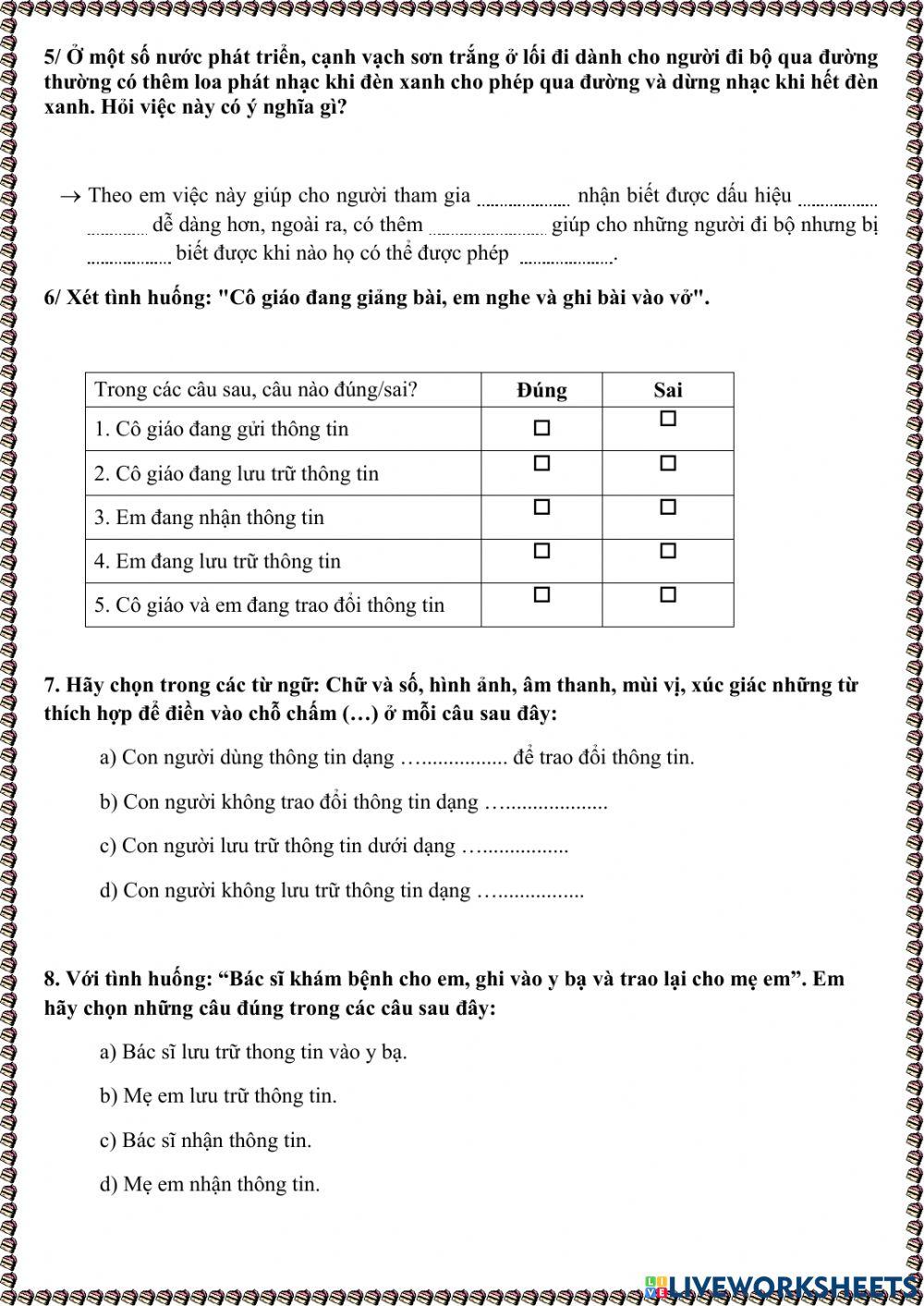 Tin hôc 6 - CD A Bài 2. Lưu trữ và trao đổi thông tin