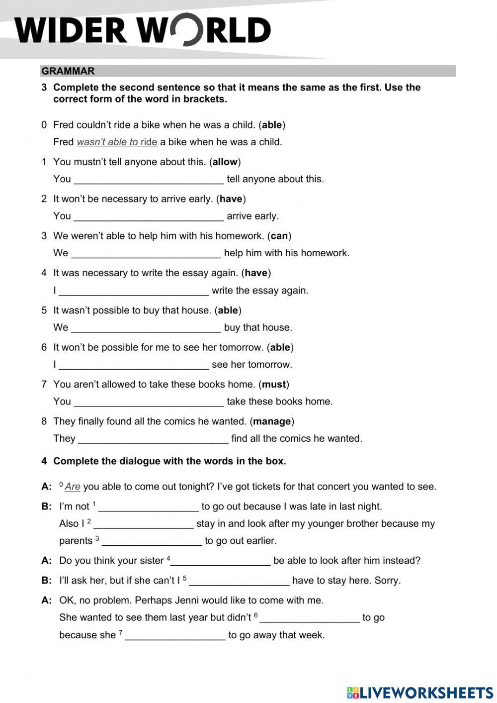 Wider World 4 Test 8