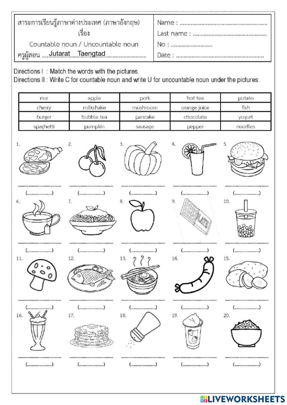 Countable and uncountable nouns