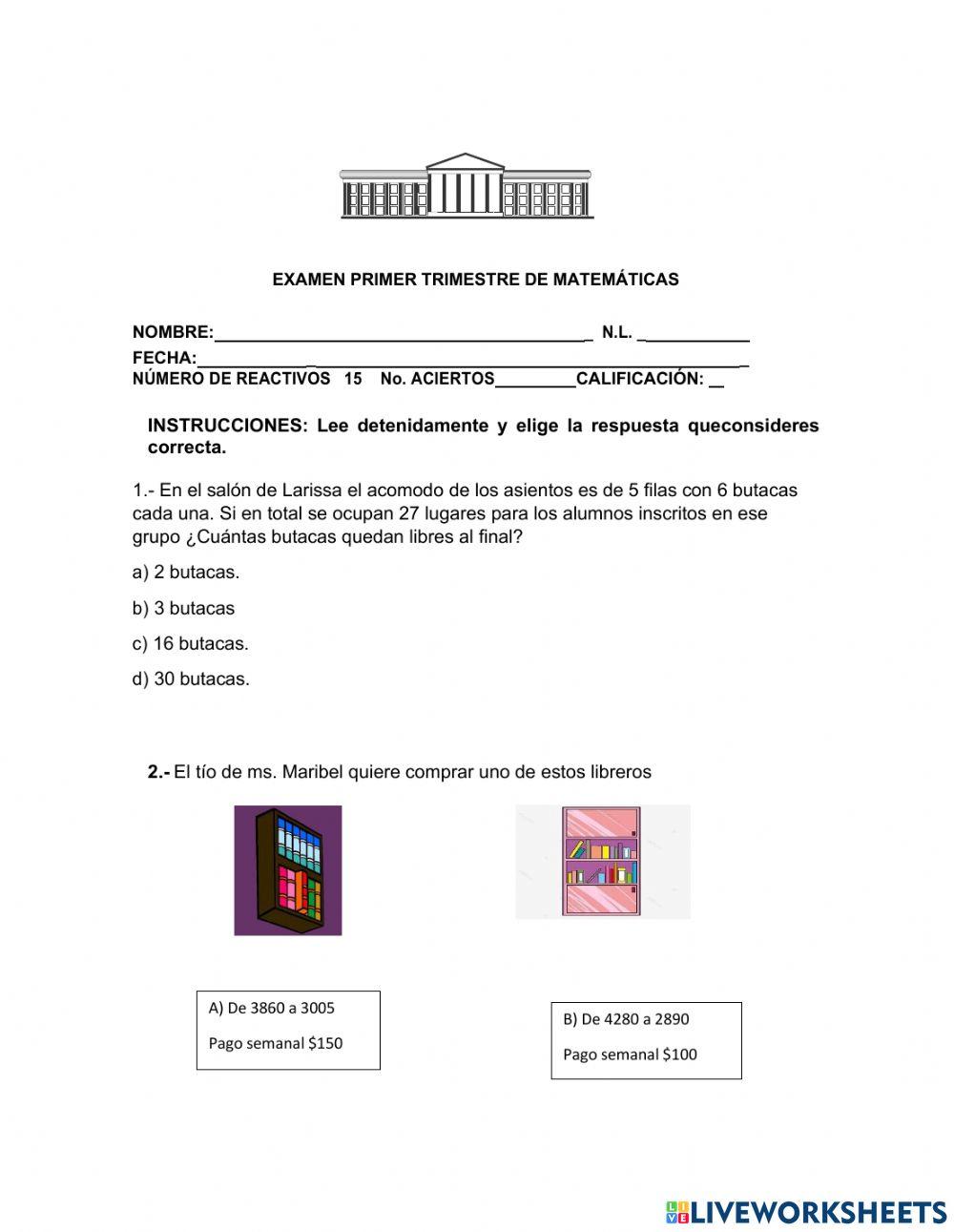 Evaluación matemáticas