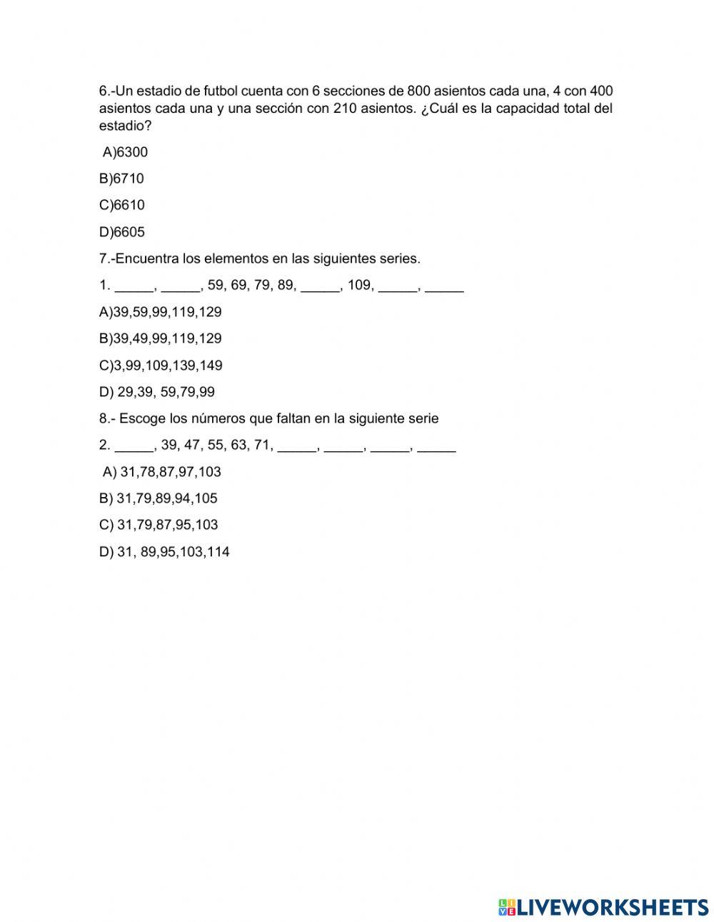 Evaluación matemáticas