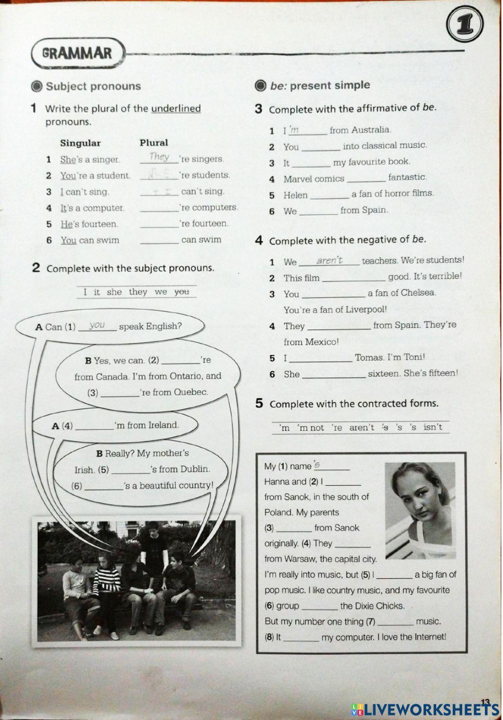 Personal Pronouns and TO BE