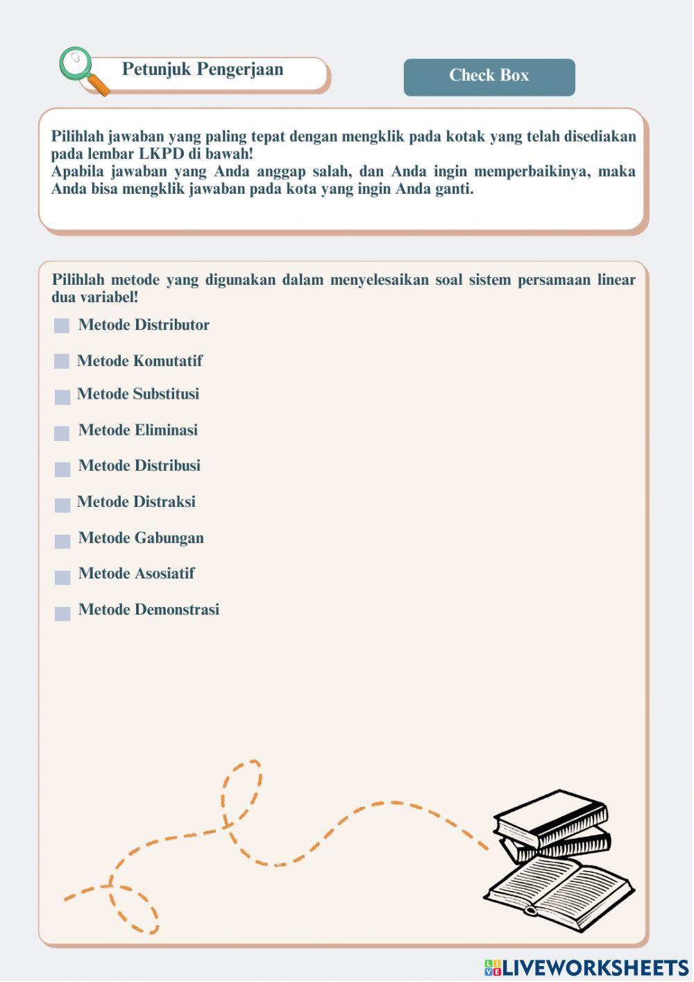 LKPD Sistem Persamaan Linear Dua Variabel (SPLDV)