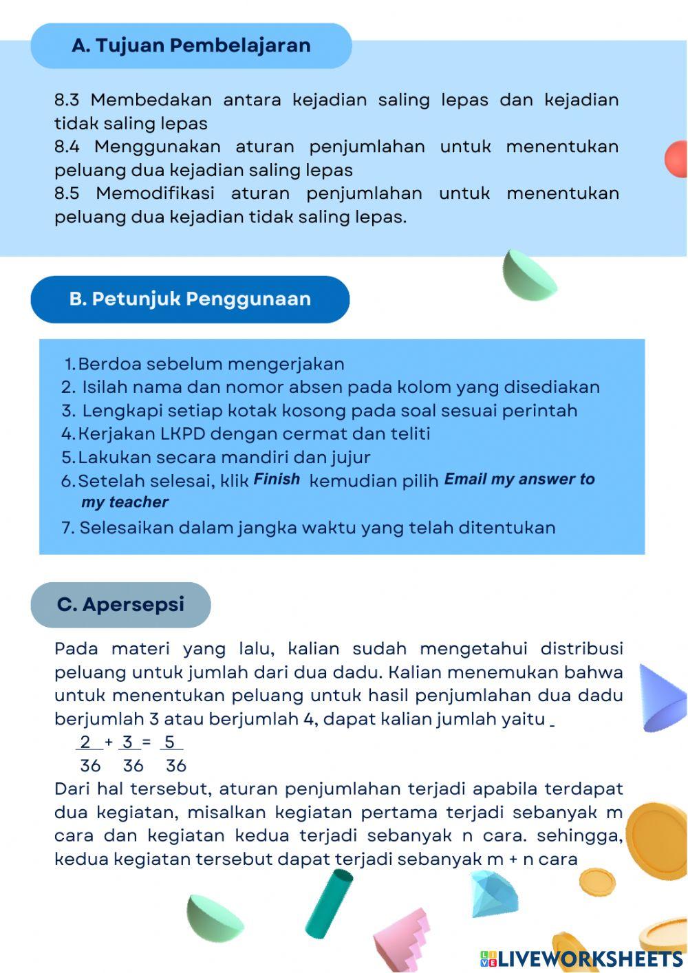 LKPD Aturan Penjumlahan