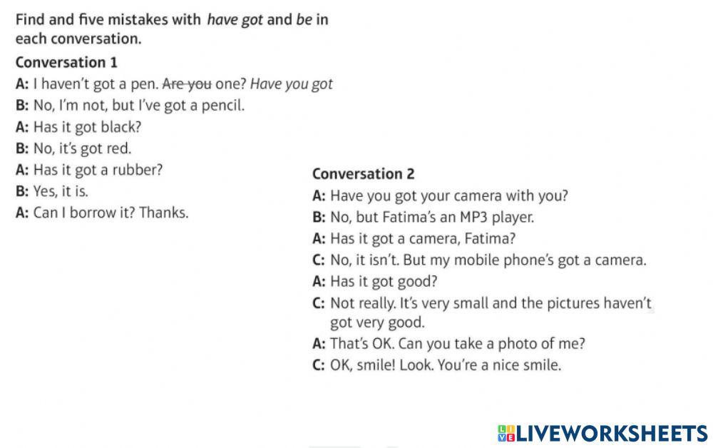 Be or have got 3.1 wb hw