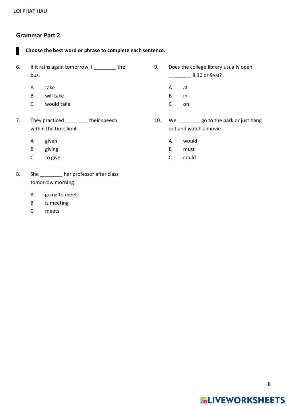 IELTS placement test