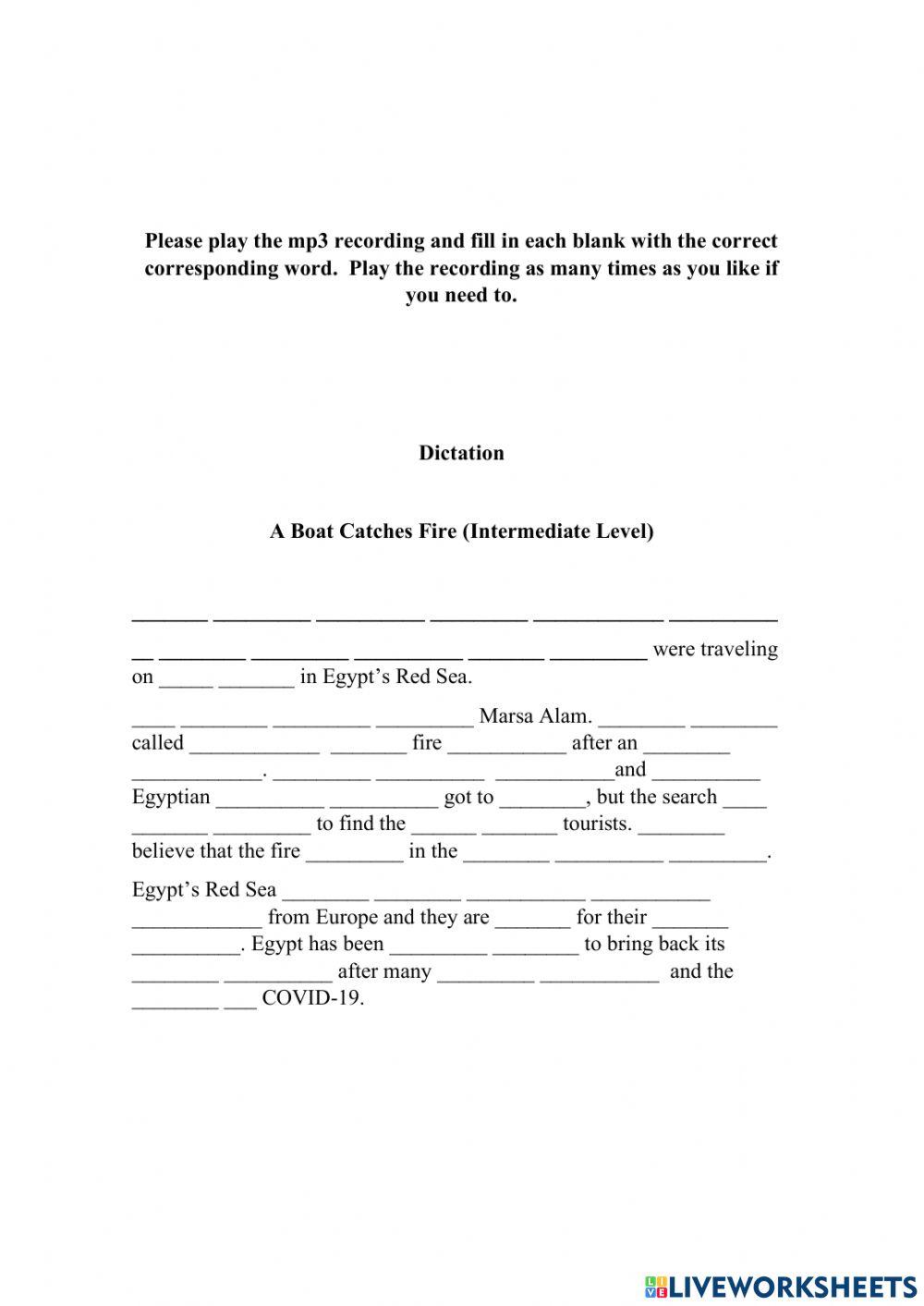 Writing Exam - Intermediate English