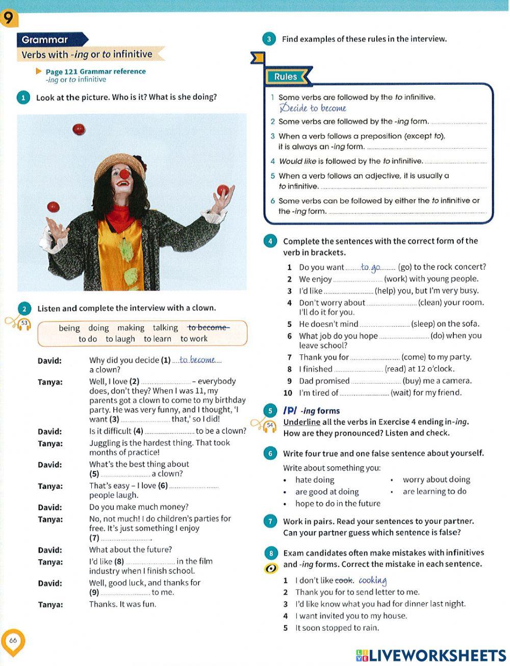 Ing or to infinitive verbs