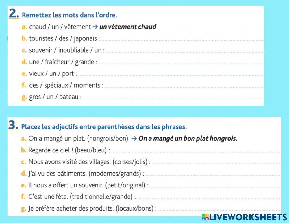 Les adjectifs devant les noms