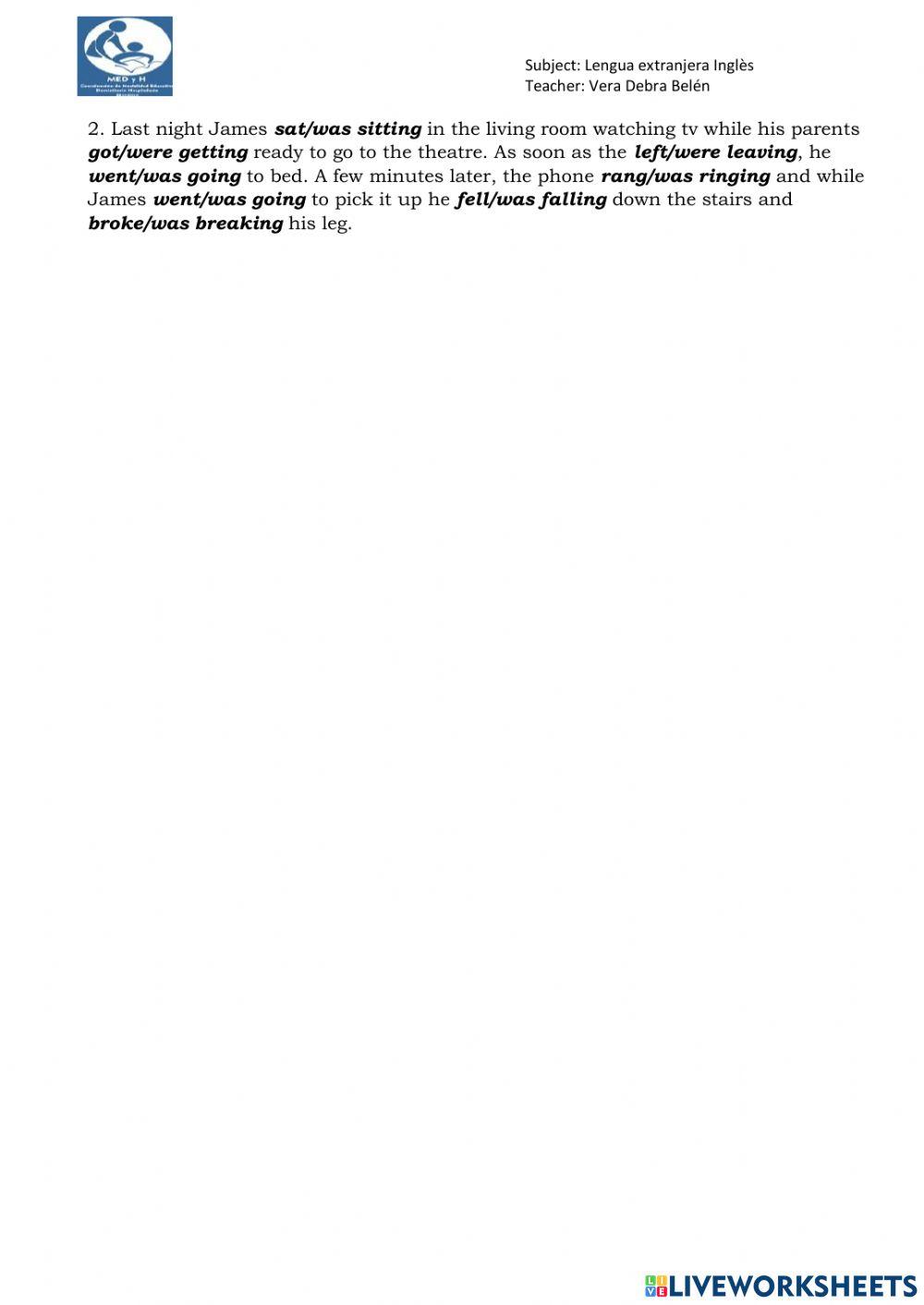 Past simple vs Past Continuous