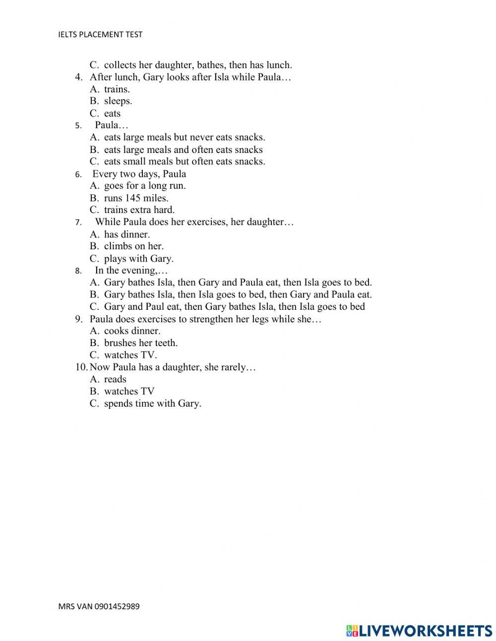 Ielts placement test