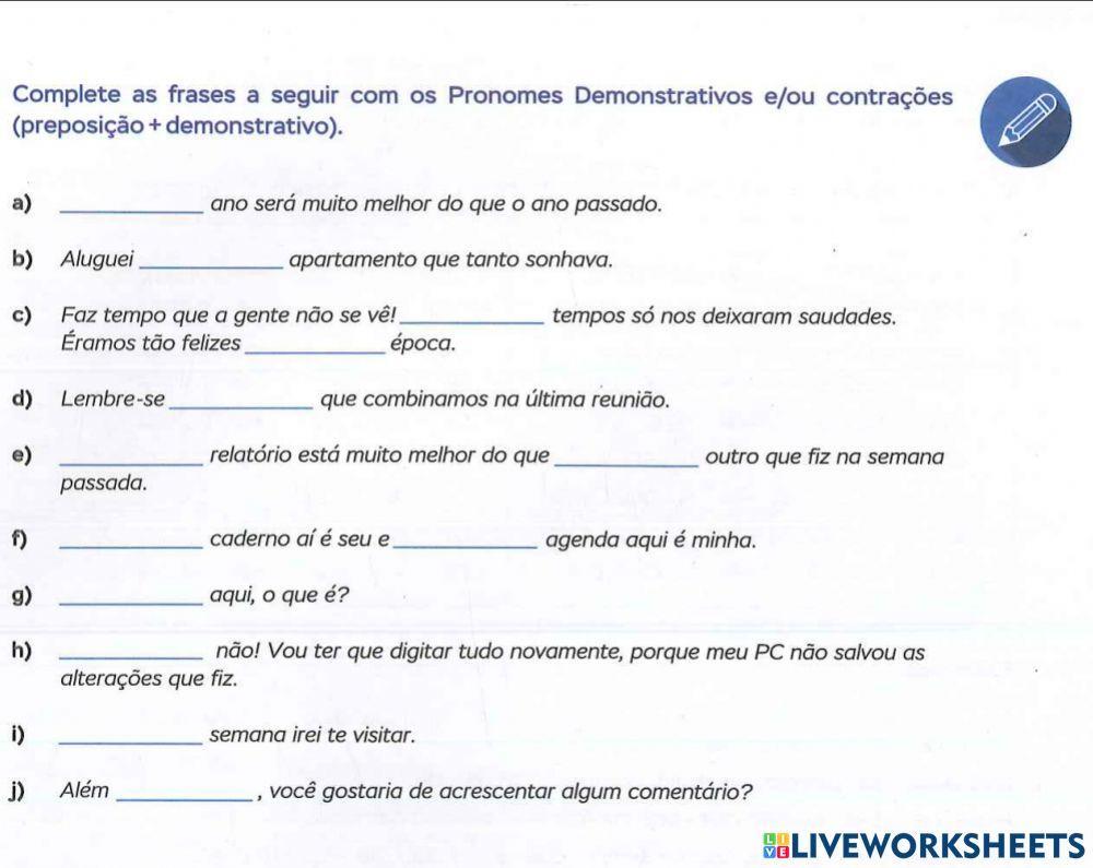 Pronomes Demostrativos