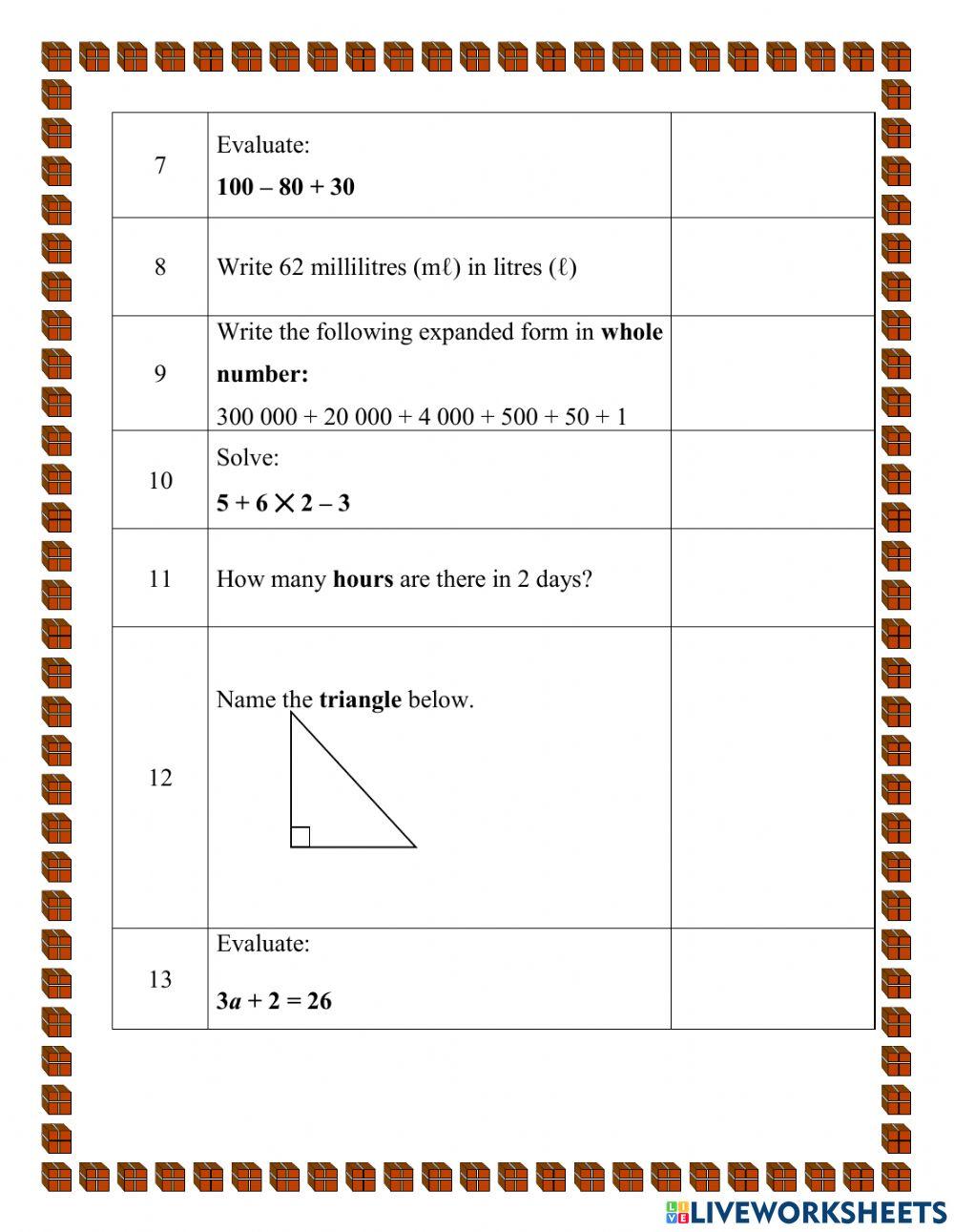 Mathematics Practise 1