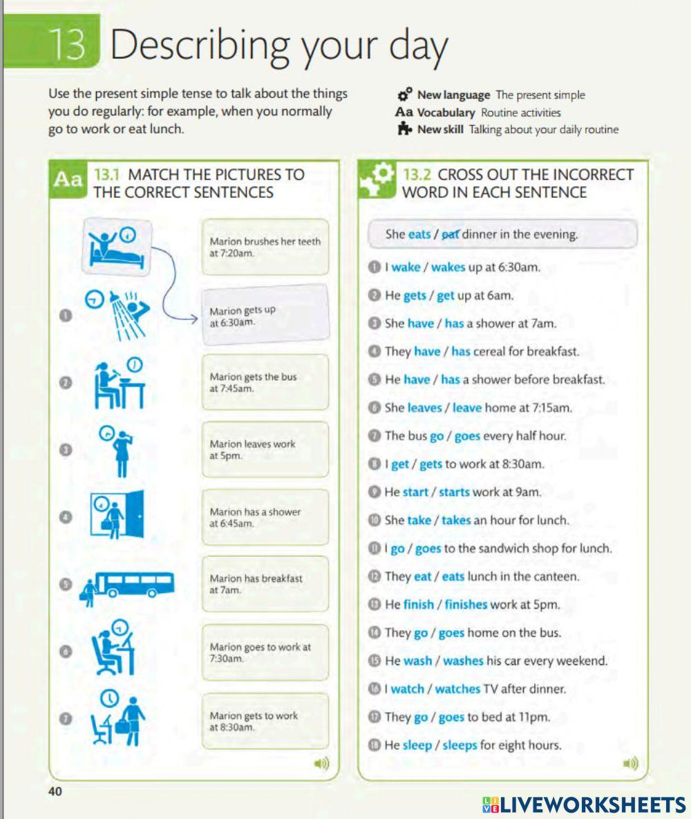 daily routine (… | Free Interactive Worksheets | 7077638